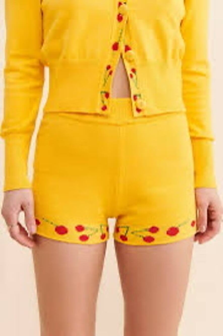 Nuuly Says Gah! Battenberg yellow cherry shorts size M/L